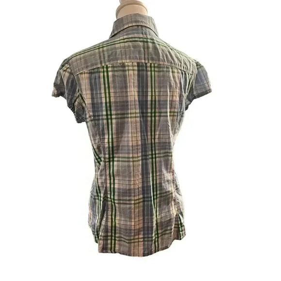 TOMMY HILLFIGER NWT plaid button up tied cap sleeve womens size medium - Picture 4 of 8